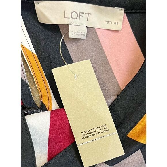 New! NWT Loft Stripped Off The Shoulder Long Sleeve Blouse Petite Small - Picture 6 of 8